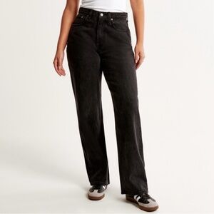 Abercrombie & Fitch Black high rise loose jeans.